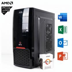 Pc Necxus de Oficina Athon 3000G 8GB 256GB SSD PCIe Gabinete KIT