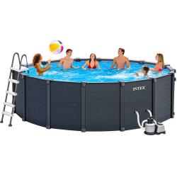 Pileta Estructural Intex Graphite Gray Panel 478x124 cm con Filtro de Arena