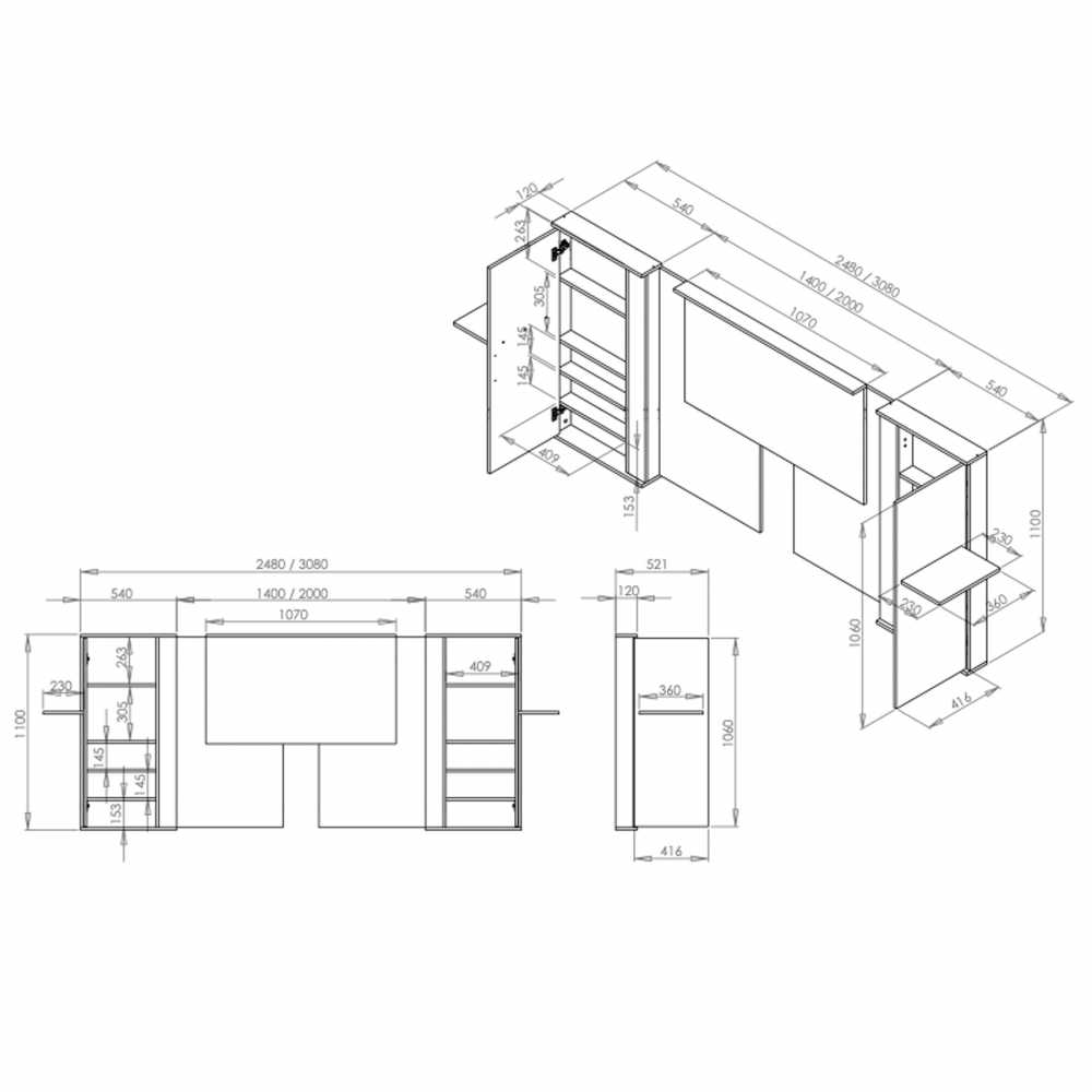 Respaldo de Cama CORSA con Puerta y Estantes Flotante helsinki