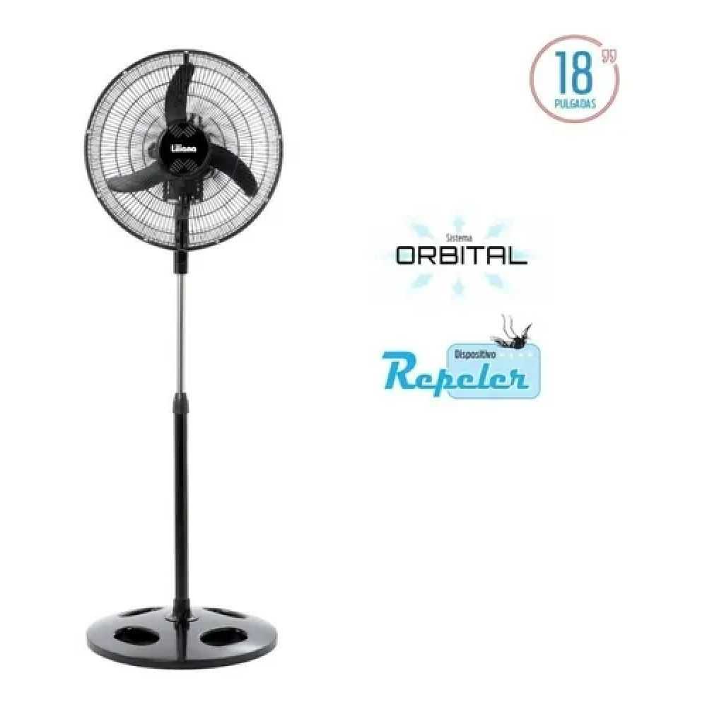 Ventilador De Pie Liliana Negro 3 Palas 18 Diametro