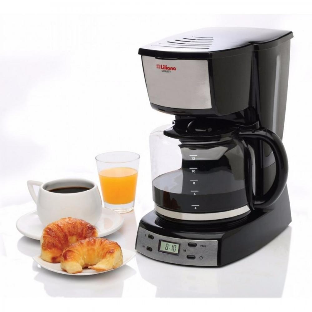 Cafetera Liliana Smarty Con Timer Negra Y Gris