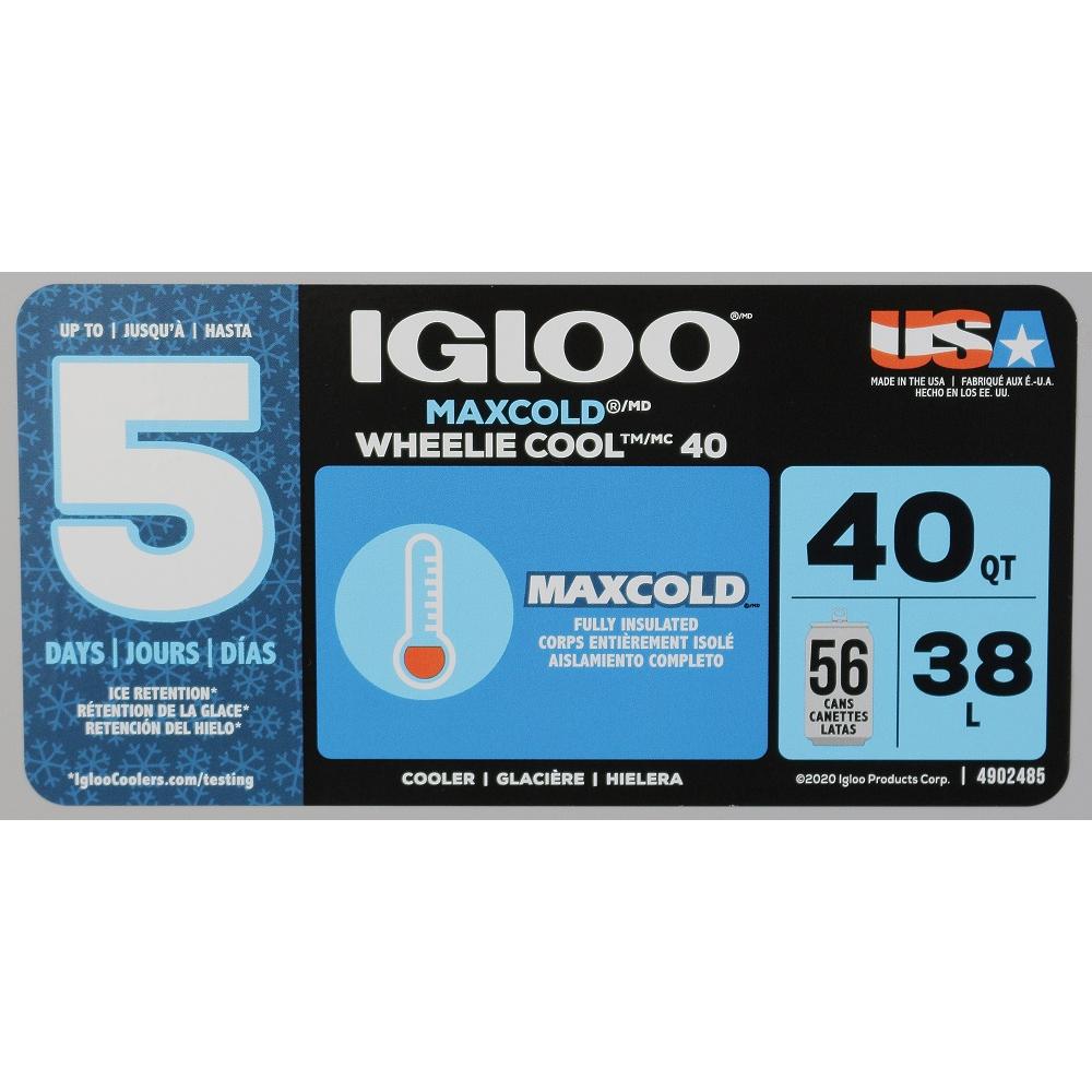 Conservadora igloo maxcold 40 qt ( 38 lts ) 34814 gris c/ruedas