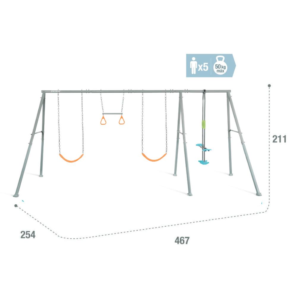 Juego de Plaza Dos Hamacas, Balancin y Barra Trapecio Gimnasia 26746/5