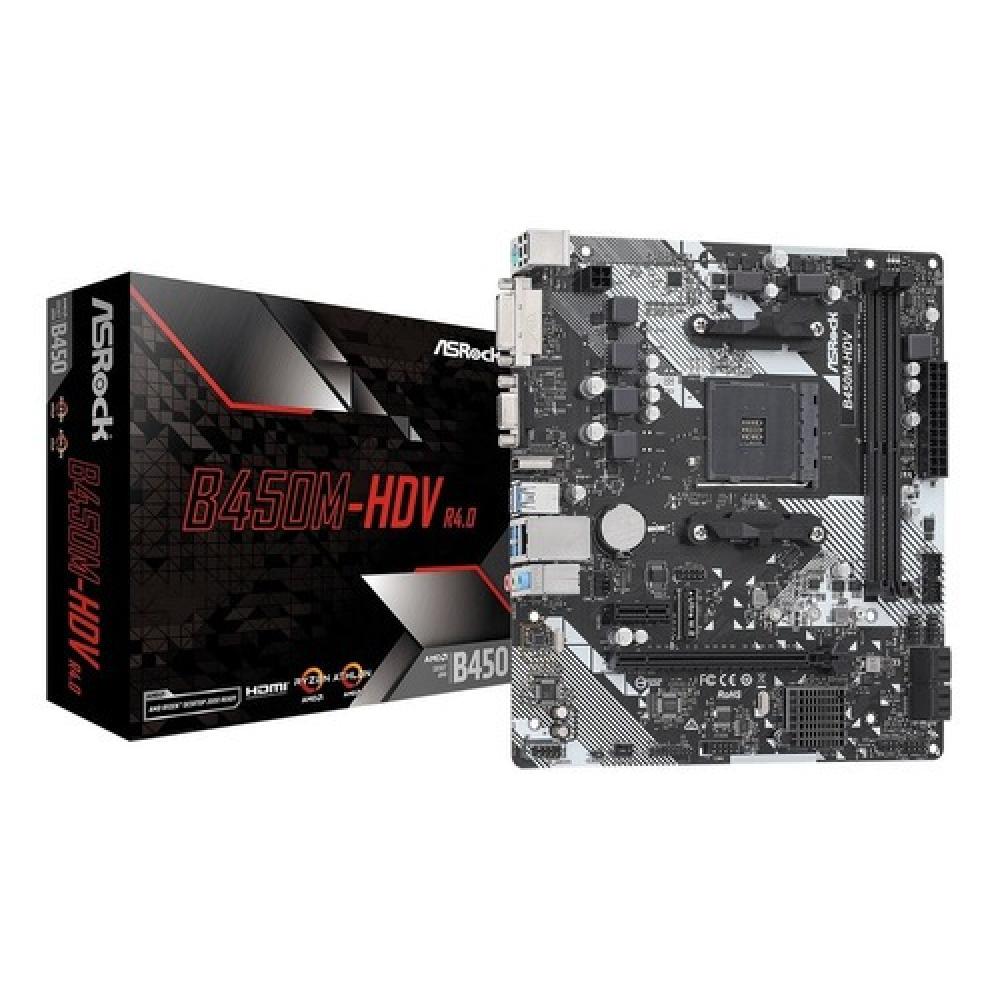 Motherboard asrock amd b450m-hdv r4.0 am4 hdmi ddr4